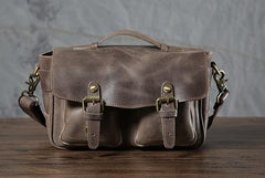 Handmade Leather Mens Cool Shoulder Bag Messenger Bag Camera Bag Cycling Bag for men