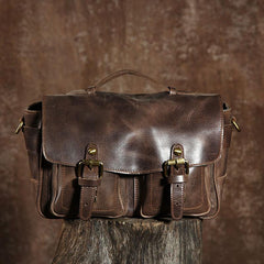 Handmade Leather Mens Cool Shoulder Bag Messenger Bag Camera Bag Cycling Bag for men