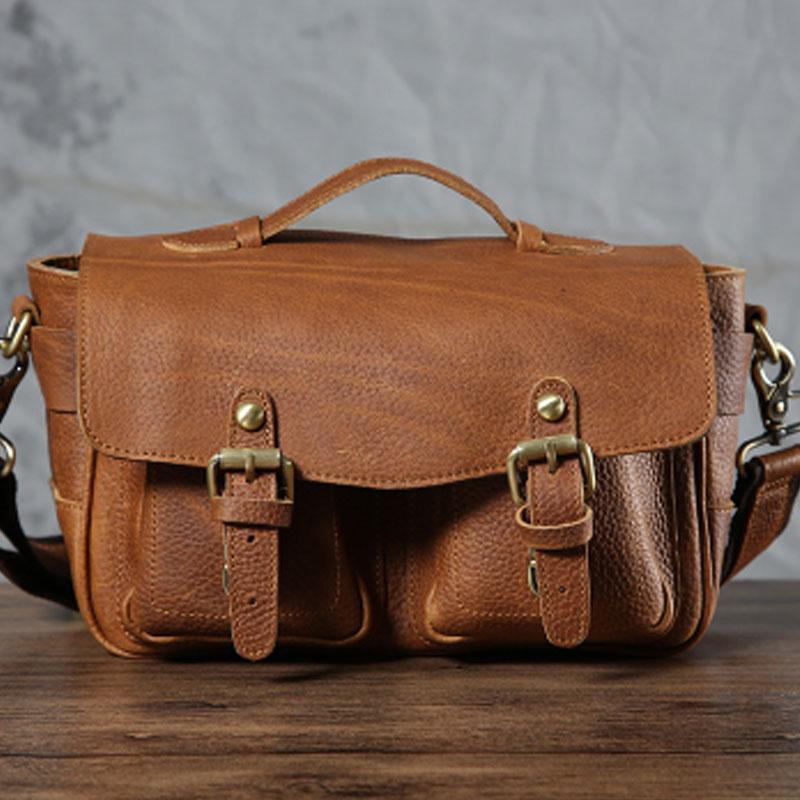 Handmade Leather Mens Cool Shoulder Bag Messenger Bag Camera Bag Cycling Bag for men