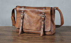 Handmade Leather Mens Cool Shoulder Bags Messenger Bag Cycling Bag for men