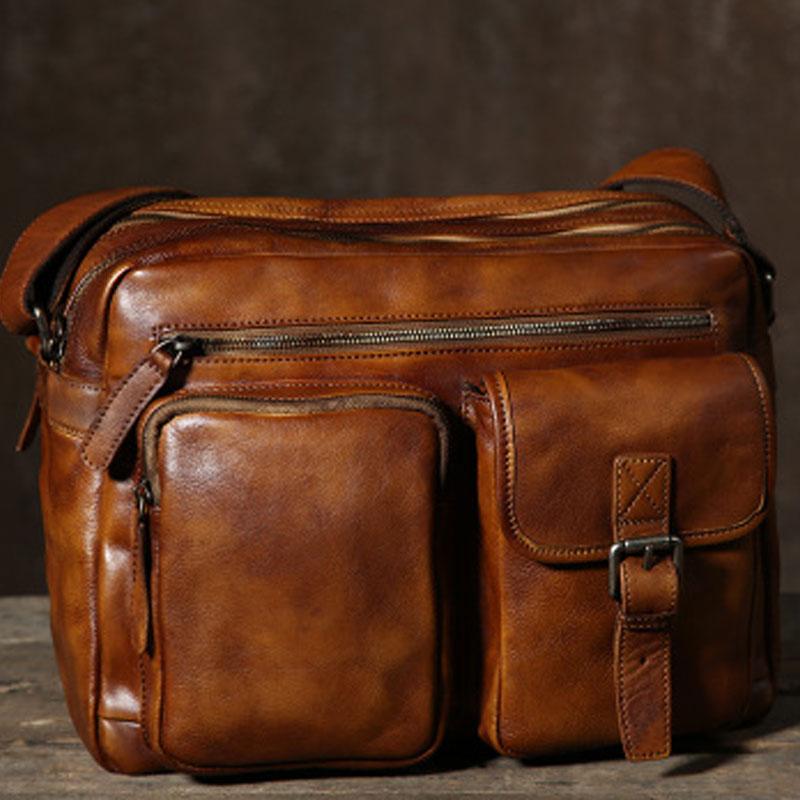Cool Leather Mens Shoulder Bag Messenger Bag Travel Bag for men