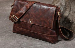 Handmade Cool Leather Mens Shoulder Bag Messenger Bag Bike Bag for men
