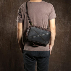 Cool Leather Mens  Small Shoulder Bag Messenger Bag Cycling Bag for men