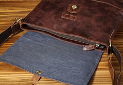 Handmade Cool Leather Mens Shoulder Bag Messenger Bag Bike Bag for men