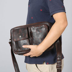 Leather Mens Cool Small Shoulder Bag Messenger Bag Cycling Bag for men