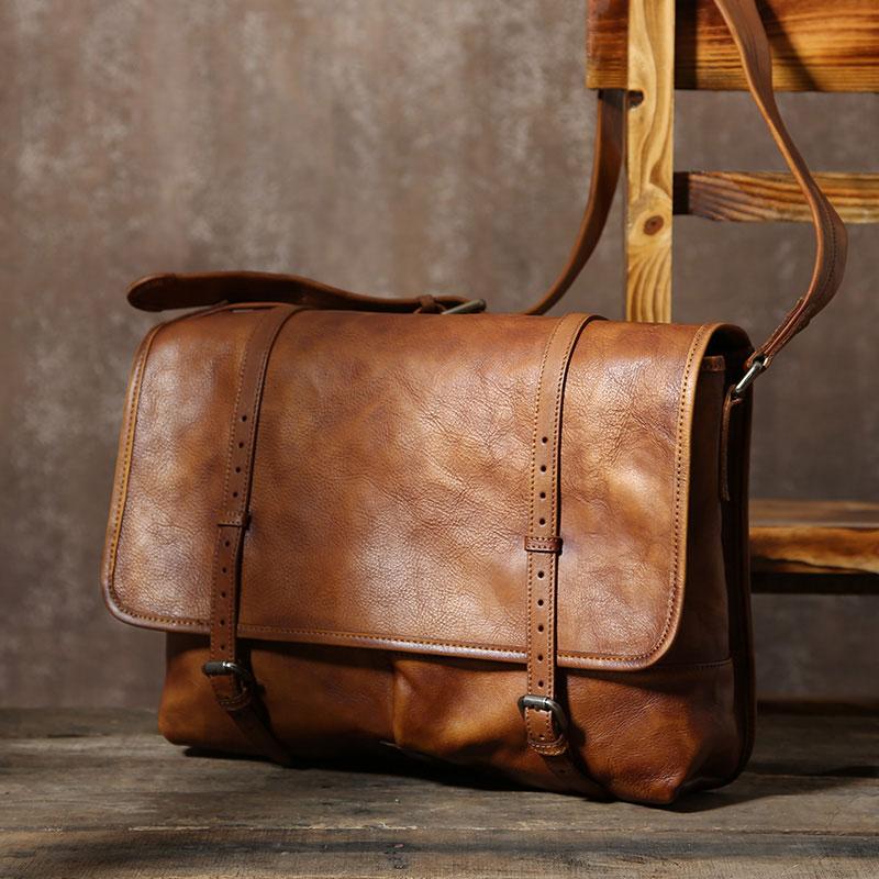 Handmade Leather Mens Cool Shoulder Bags Messenger Bags for men