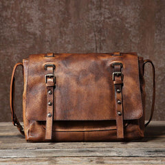 Handmade Leather Mens Cool Shoulder Bags Messenger Bag Cycling Bag for men