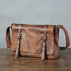 Handmade Leather Mens Cool Shoulder Bags Messenger Bag Cycling Bag for men
