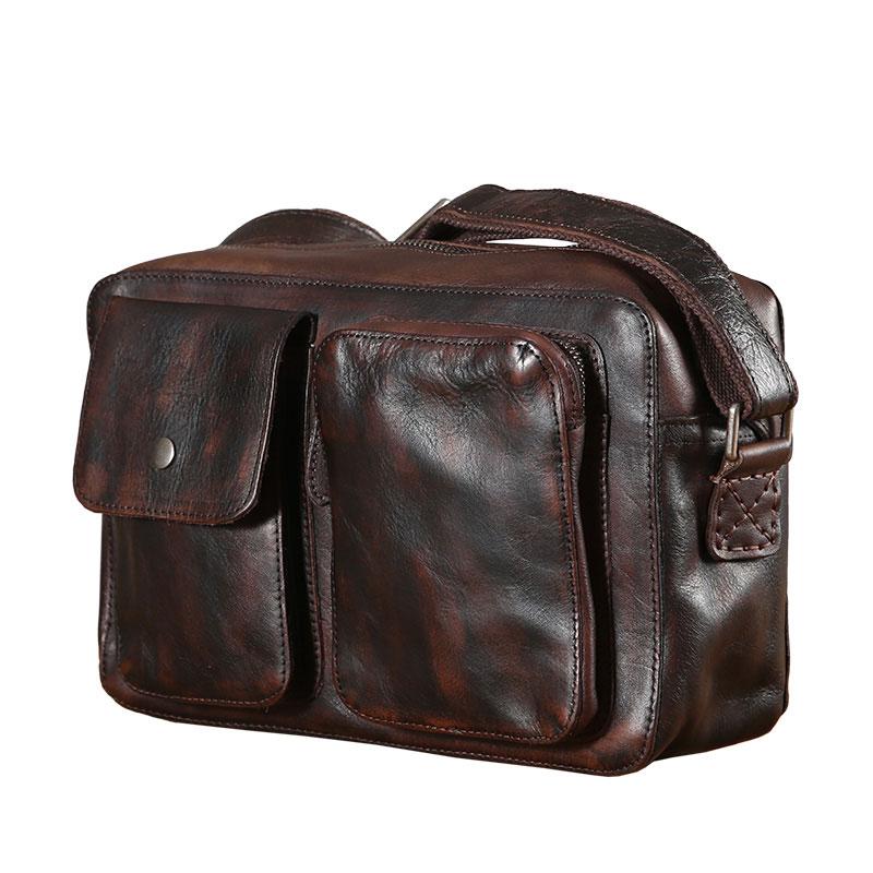 Leather Mens Cool Small Shoulder Bag Messenger Bag Cycling Bag for men