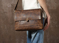 Handmade Cool Leather Mens Shoulder Bag Messenger Bag Bike Bag for men