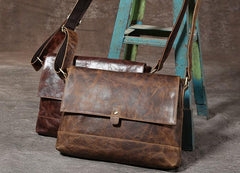 Handmade Cool Leather Mens Shoulder Bag Messenger Bag Bike Bag for men