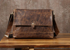 Handmade Cool Leather Mens Shoulder Bag Messenger Bag Bike Bag for men