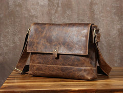 Handmade Cool Leather Mens Shoulder Bag Messenger Bag Bike Bag for men