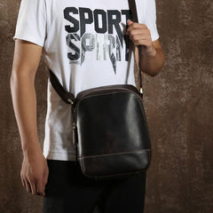 Handmade Leather Mens Cool Small Shoulder Bags Messenger Bag for men