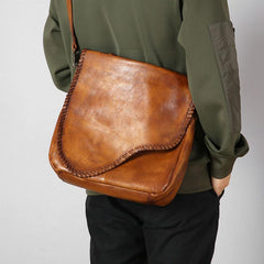 Handmade Leather Mens Handbag Cool Messenger Bag Shoulder Bag for Men