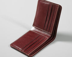 Handmade Leather Mens Slim Cool billfold Leather Wallet Men Small Wallets Bifold for Men