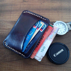 Handmade Leather Mens Slim Front Pocket Wallet Leather Card Wallets  for Men