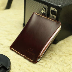 Handmade Leather Mens Slim Front Pocket Wallet Leather Small Wallets  for Men