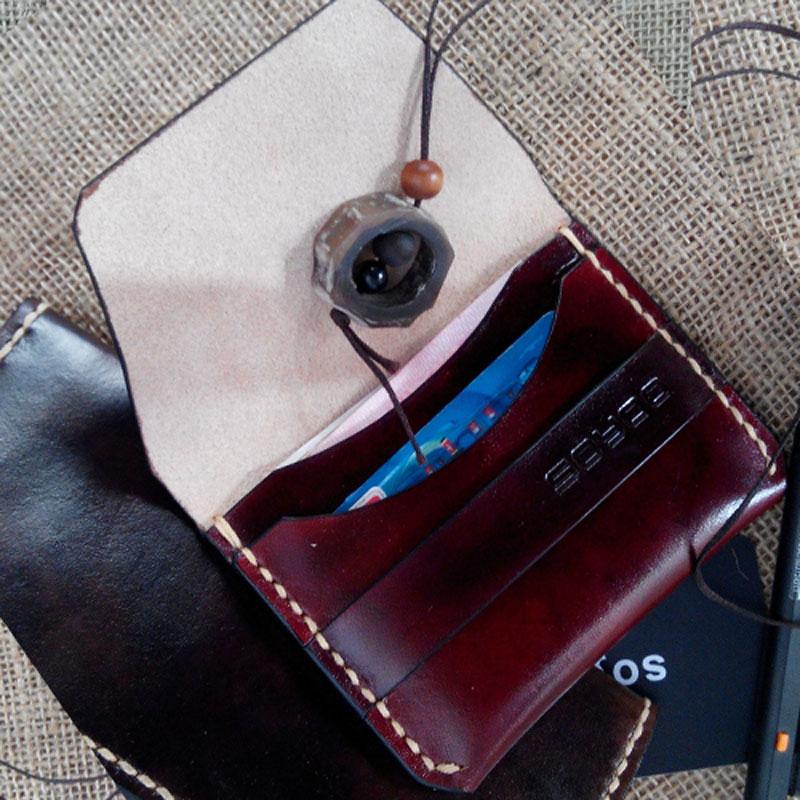 Handmade Leather Mens Slim Small Wallet Leather Card Wallets for Men