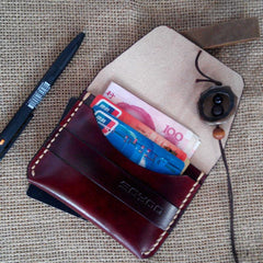 Handmade Leather Mens Slim Small Wallet Leather Card Wallets for Men
