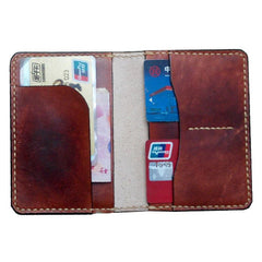 Handmade Leather Mens Small Passport Wallets billfold Travel Wallets for Men