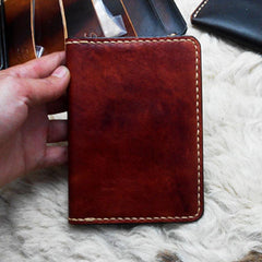 Handmade Leather Mens Small Passport Wallets billfold Travel Wallets for Men