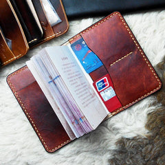 Handmade Leather Mens Small Passport Wallets billfold Travel Wallets for Men