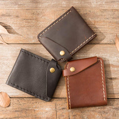 Handmade Leather Mens Small Wallets Bifold Slim billfold Front Pocket Wallet for Men