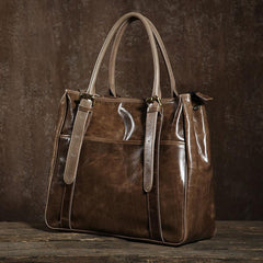 Handmade Leather Mens Tote Bag Cool Handbag Shoulder Bag Work Bag Laptop Bag for Men