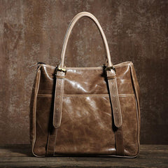 Handmade Leather Mens Tote Bag Cool Handbag Shoulder Bag Work Bag Laptop Bag for Men