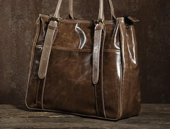 Handmade Leather Mens Tote Bag Cool Handbag Shoulder Bag Work Bag Laptop Bag for Men