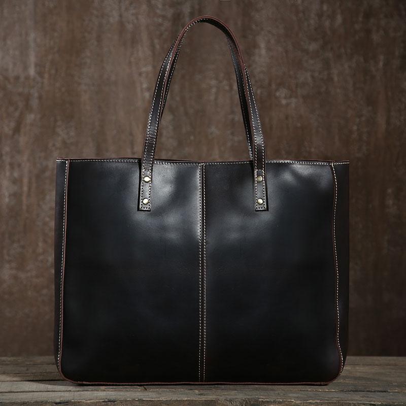 Handmade Leather Mens Tote Bags Cool Handbag Shoulder Bag Work Bag Lap