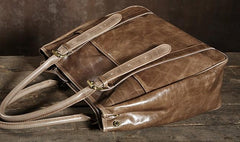 Handmade Leather Mens Tote Bag Cool Handbag Shoulder Bag Work Bag Laptop Bag for Men