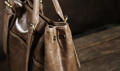 Handmade Leather Mens Tote Bag Cool Handbag Shoulder Bag Work Bag Laptop Bag for Men
