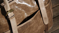 Handmade Leather Mens Tote Bag Cool Handbag Shoulder Bag Work Bag Laptop Bag for Men