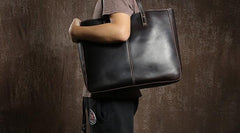 Handmade Leather Mens Tote Bags Cool Handbag Shoulder Bag Work Bag Laptop Bag for Men