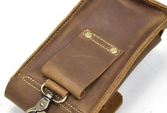 Handmade Leather Mens Cell Phone Holster Waist Bag Hip Pack Belt Bag for Men