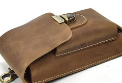 Handmade Leather Mens Cell Phone Holster Waist Bag Hip Pack Belt Bag for Men