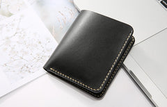 Handmade Leather Minimalist Womens Mens Bifold Small Wallet billfold Wallets for Men