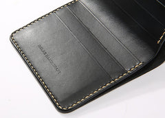Handmade Leather Minimalist Womens Mens Bifold Small Wallet billfold Wallets for Men