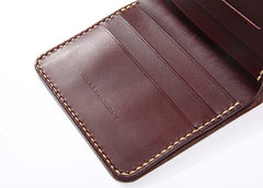 Handmade Leather Minimalist Womens Mens Bifold Small Wallet billfold Wallets for Men