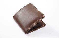 Handmade Leather Minimalist Womens Mens Bifold Small Wallet billfold Wallets for Men