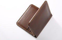 Handmade Leather Minimalist Womens Mens Bifold Small Wallet billfold Wallets for Men