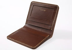 Handmade Leather Minimalist Womens Mens Bifold Small Wallet billfold Wallets for Men