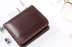 Handmade Leather Minimalist Womens Mens Bifold Small Wallet billfold Wallets for Men