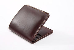 Handmade Leather Minimalist Womens Mens Bifold Small Wallet billfold Wallets for Men
