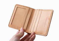 Handmade Leather Minimalist Womens Mens Bifold Small Wallet billfold Wallets for Men