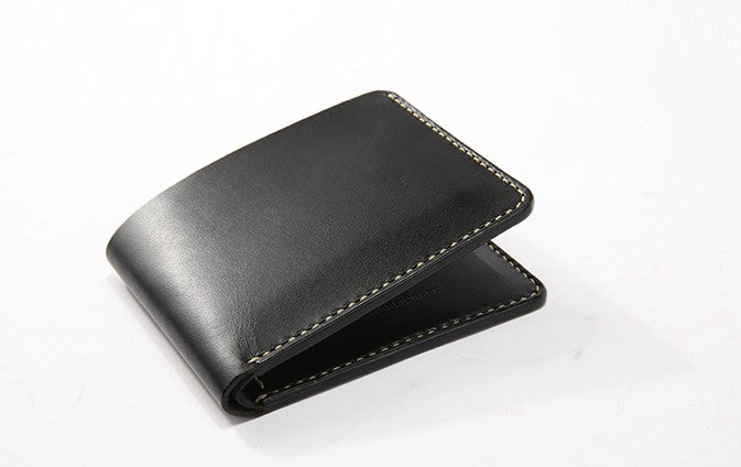 Handmade Leather Minimalist Womens Mens Bifold Small Wallets billfold Wallet for Men