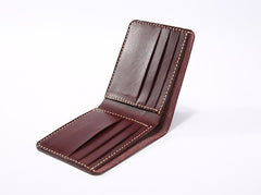 Handmade Leather Minimalist Womens Mens Bifold Small Wallets billfold Wallet for Men