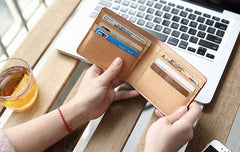 Handmade Leather Minimalist Womens Mens Bifold Small Wallets billfold Wallet for Men